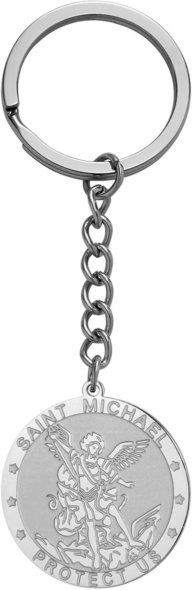 Saint Michael sleutelhanger roestvrij staal religieuze St. Michael sleutelhanger de grote beschermer aartsengel amulet sleutelhanger