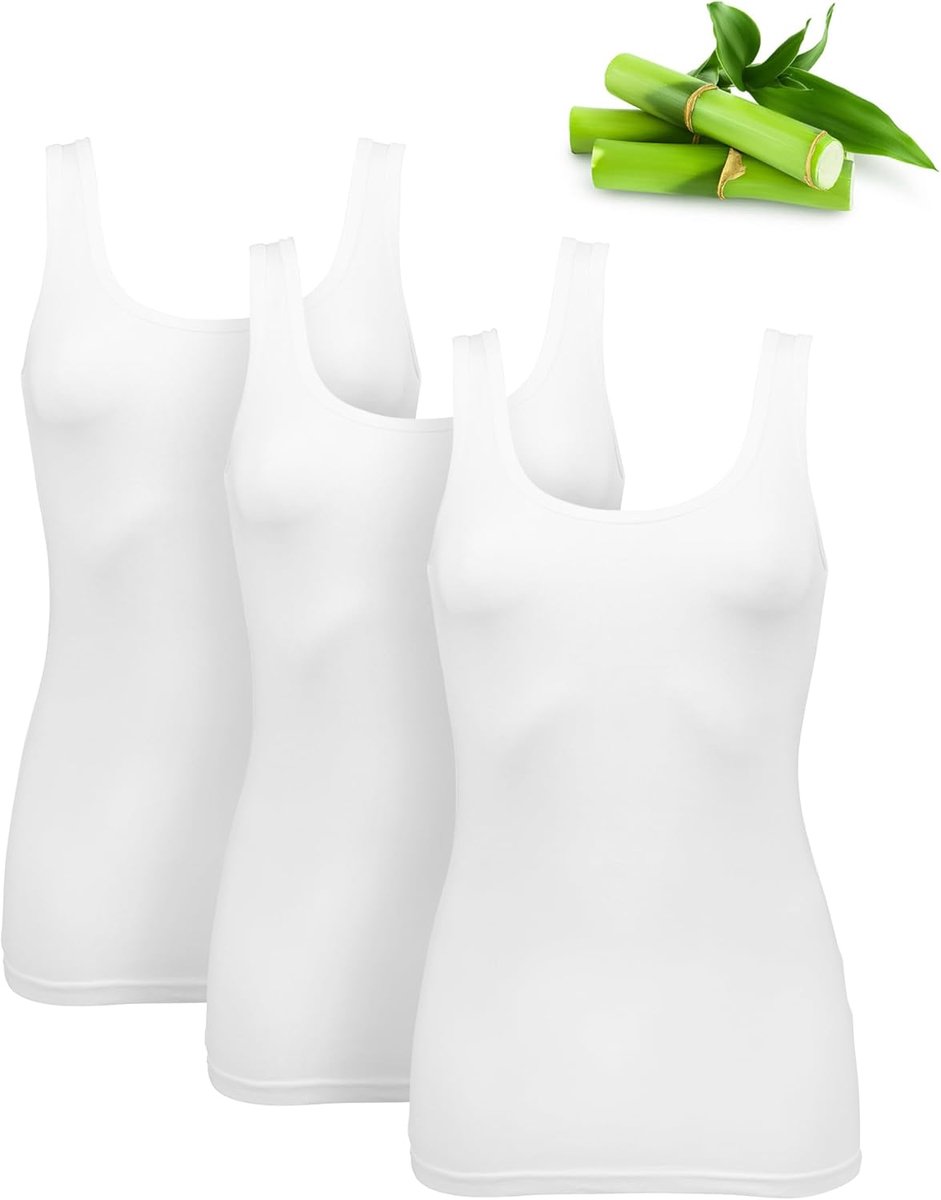 Treasure 3-Pack Bamboe Onderhemd Dames, Spaghetti Top | Bamboeviscose, OEKO-TEX, zacht en ademend, zacht en ademend gevoel met comfortabel dagelijks draaggemak
