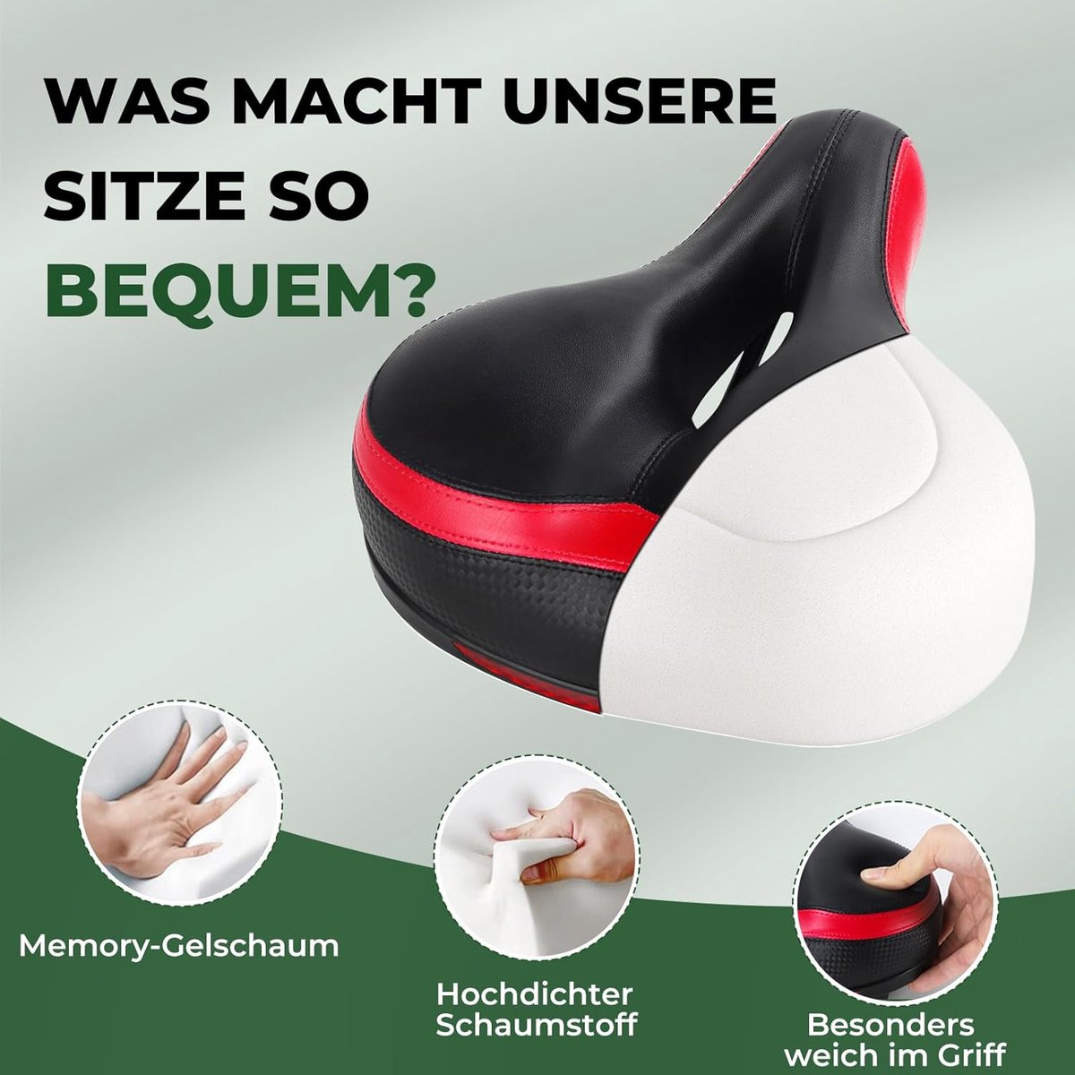 Extra groot fietszadel voor heren en dames, comfort, fietsstoelvervanging met breed kussen, ademend waterdicht fietszadeldekje, universele pasvorm voor peloton/oefening/weg/cruiser/mountainbike