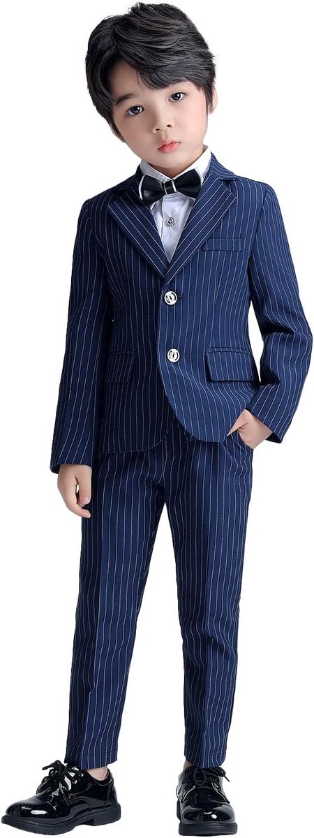 2-delige set jongenspak, blazer- en broekoutfit voor kinderen, vrijetijdskleding of trouwjurk, zwart, 100