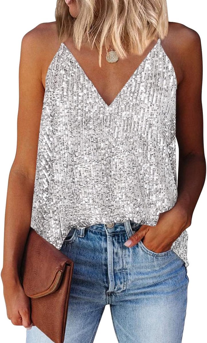 pailletten mouwloze vesten Shimmer Tops