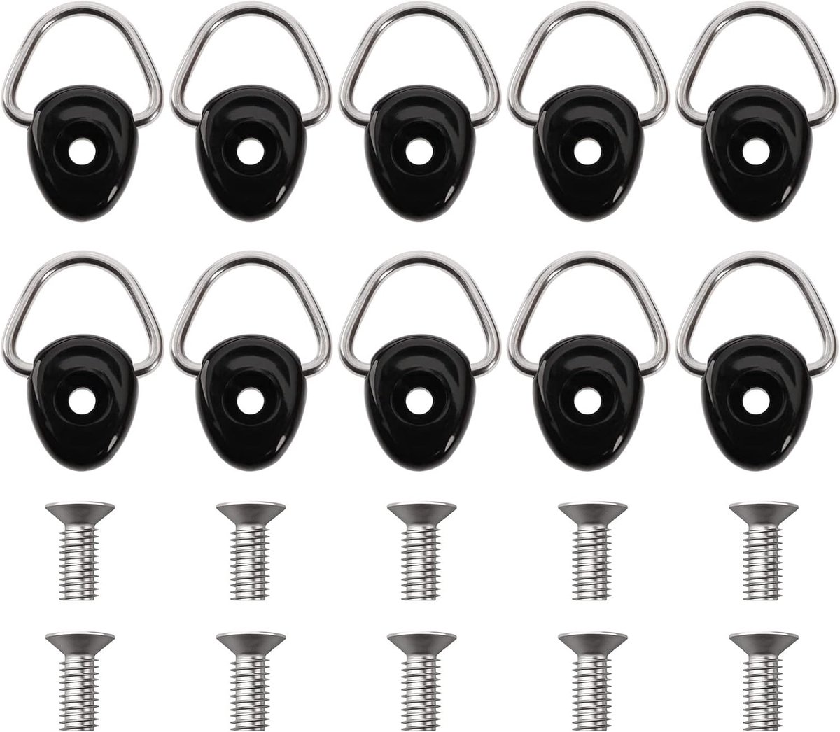 10 Stück D-Ringe Spannanker Haken Edelstahl D-Ring-Schnalle kompatibel mit Jimny 2019–2020 Kofferraumfrachtbereich Auto Innenausstattung Zubehör