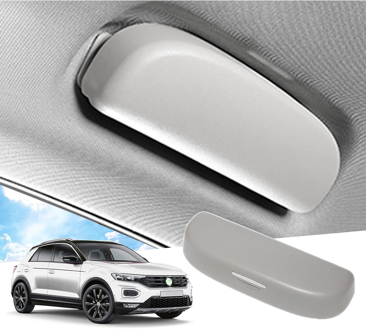 Zonnebrilhouder brillenetui auto voor V*W T*ROC/Seat Ateca Seat Leon Cuprâ/Cuprâ Formentor/Kodiaq Karoq/F-or-d Focus MK4 Puma(grijs)