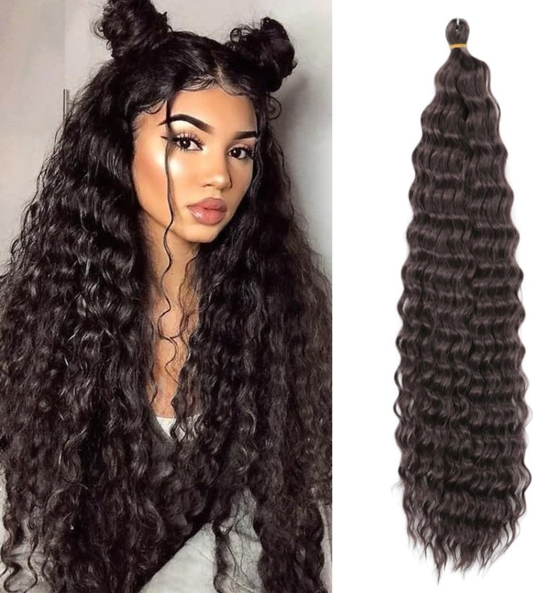 Twist Gehaakt Haar Watergolf Twist Haarbundels Synthetische Krullend Vlechten Haaruitbreiding Ombre Kinky Curl Vlechten Haarstuk, 26 Inch 3 Packs
