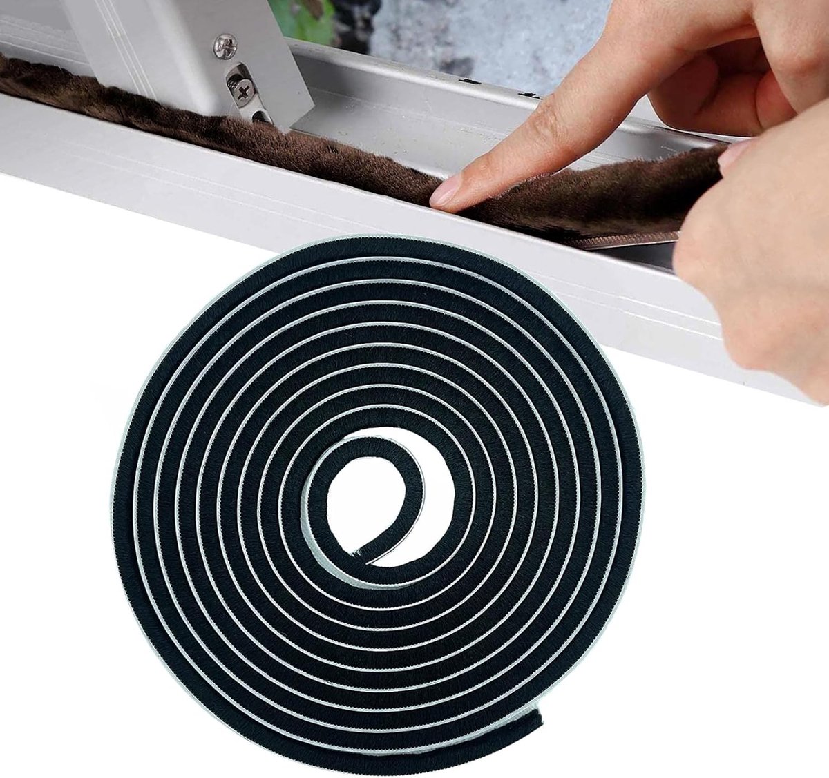 Tochtwering, 10 m (L) x 9 mm (B) x 5 mm (D) Borstel Tochtwering, Tochtwering, Tochtweringstrip Voor Voordeur, Tochtwering Voor Ramen, Zwart