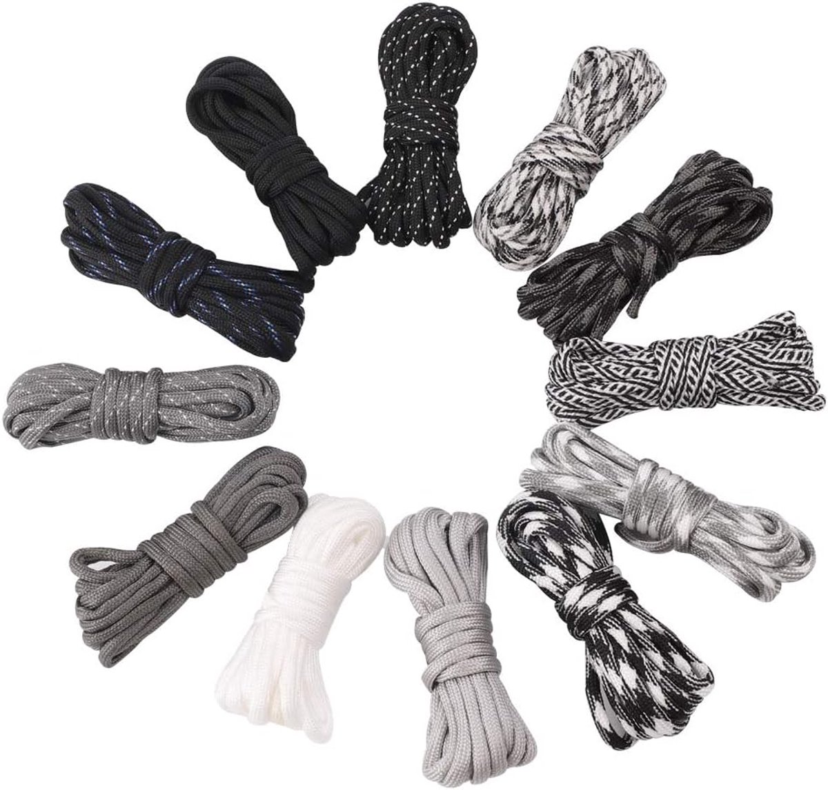 Parachutekoord, 12 kleuren, 3 m, paracord 550 multifunctioneel type III, paracord-armband, willekeurige combinatie, knutselset, 7 strengen, tent, touw (multicolor 2)