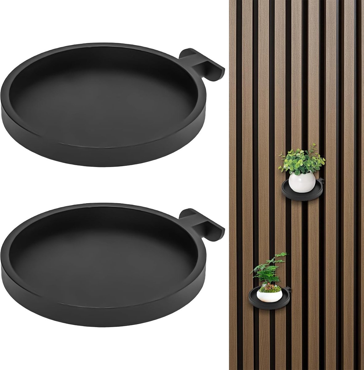 SnelShoppen - 2 Stuks Plantentabletten, Planthouder, Geluidspanelen Accessoires Zwarte Geluidspaneel Rek Wandpaneel Plank, Geluidspaneel voor Planten,