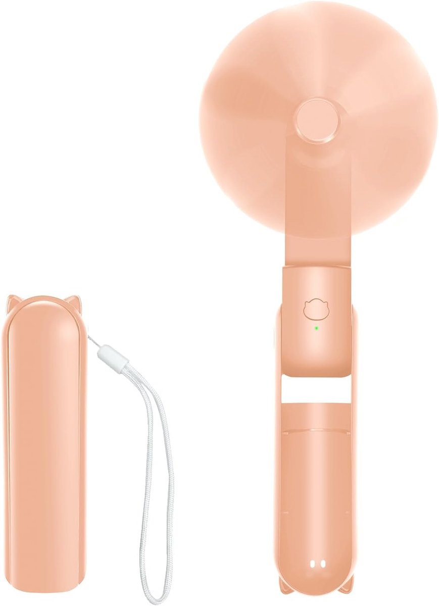 Handventilator, Draagbare Handventilator Met 3 Snelheden, USB Oplaadbare Opvouwbare Reisventilator Met Powerbank, Desktopventilatoren met Sleutelkoord Voor Thuis, Reizen, Kantoor, Buiten(Roze)