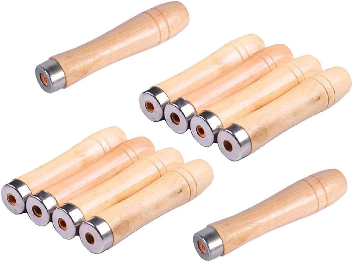 10 Stuks Vijlhandvat Houten Handgrepen - Kruiwagengrepen, Hufrasp - 9 cm Lang, 4 mm Gat Voor Vijlen, Raspen en Beitels