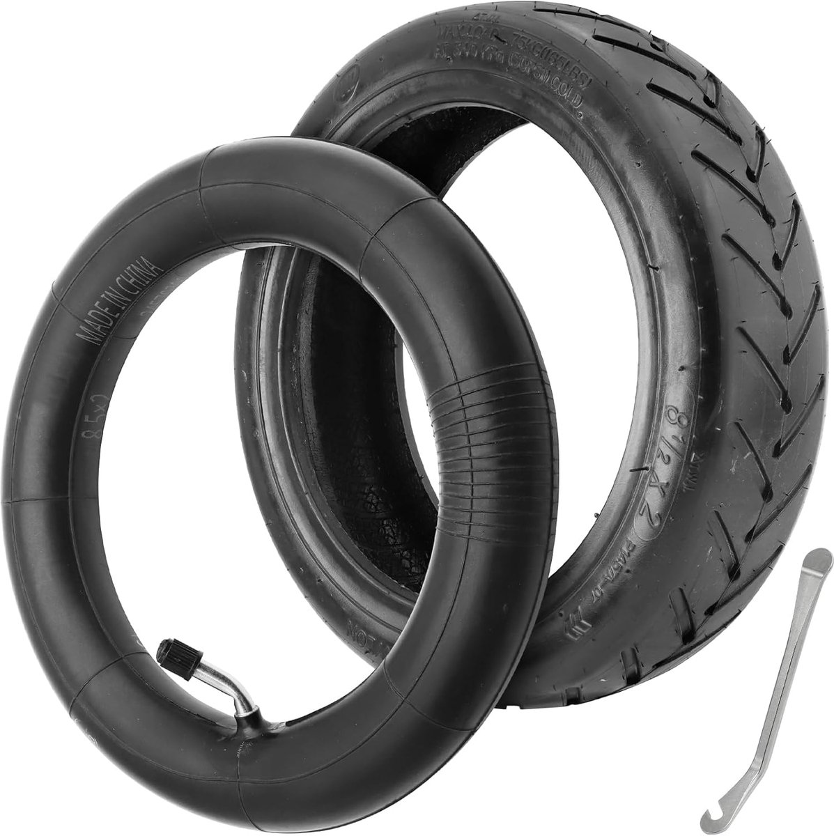 8,5 inch, 1 band en 1 binnenband voor E-scooter Xiaomi 4 Lite/M365/Pro2/PRO/Mi3 E-scooterbanden met slangen 8 1/2 x2 e-scooter luchtbanden, set reservebanden + slang inclusief breekstang