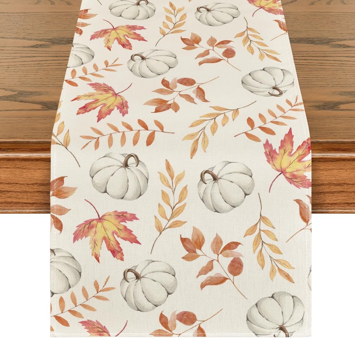 Mode Orange Kürbisse Blätter Herbst Tischläufer, Saisonnal Küche Tisch Dekoration Drinnen Urlaub Party Dekor 40x180 cm