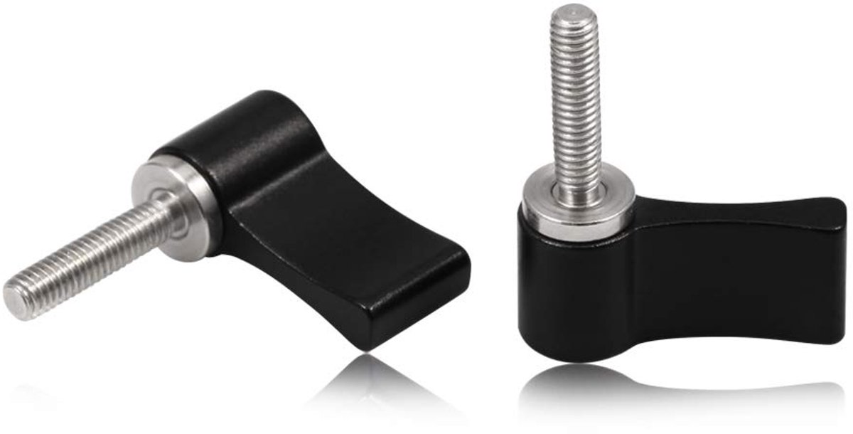 2 Stks Mannelijke Threading Verstelbare Schroef M4 17mm Zwart Aluminium Roterende Knop Duimhendel met Enkele Wing voor Camera