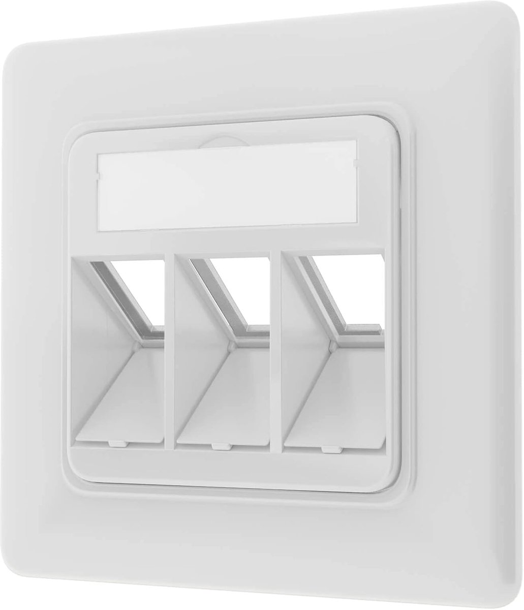 hb-digital 3-poorts LAN-aansluitdoos, gegevensdoos, lege doos, netwerkdoos, inbouwdoos, installatiedoos voor Keystone-module, metalen behuizing, signaalwit