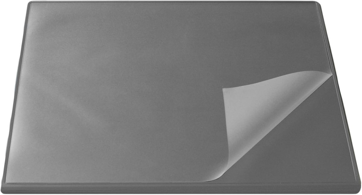 44623 Durella Flexoplan bureau-onderlegger met randbescherming en transparante kussen, 52 x 65 cm, antislip schrijfonderlegger, grijs