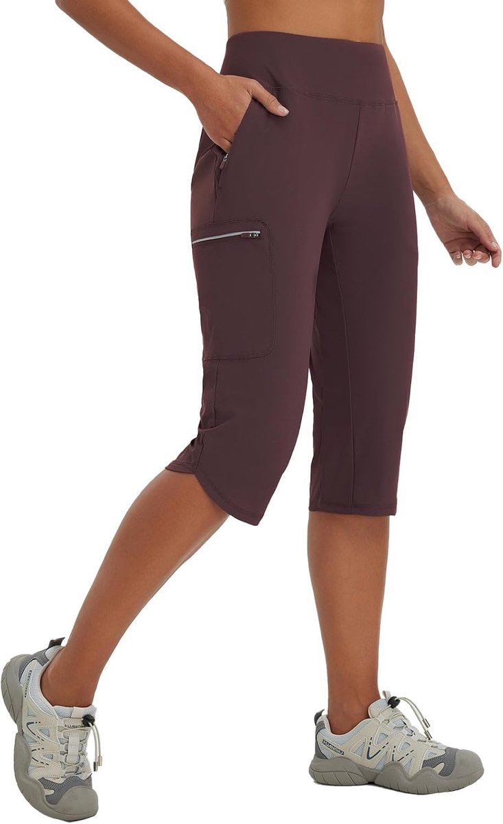 Wandelbroek voor dames, cargobroek, ademend, elastische outdoorbroek, trekkingbroek, sneldrogend, licht, met ritssluiting