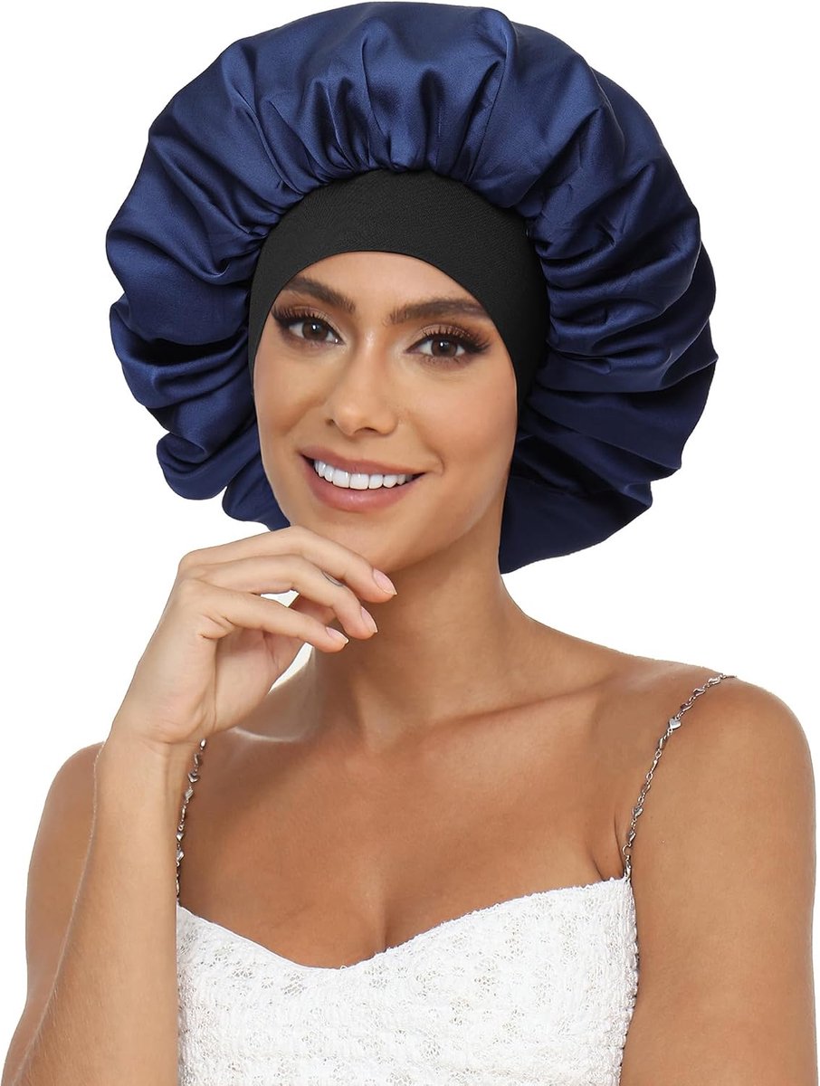 Dubbelzijdige satijnen haarkap voor dames - slaapmuts zijde 's nachts haarkap voor de nacht voor dames Bonnet Sleep Cap