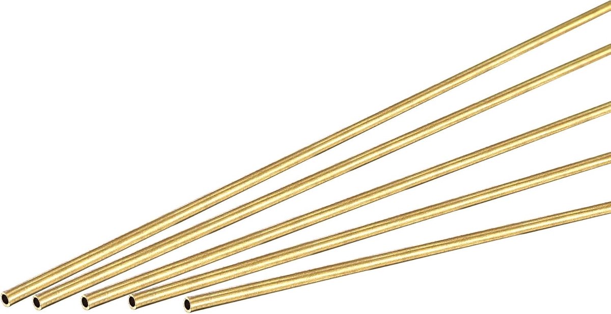 sourcing map 5 stuks messing ronde buis 1 mm buitendiameter 0,2 mm wanddikte 300 mm lengte buis