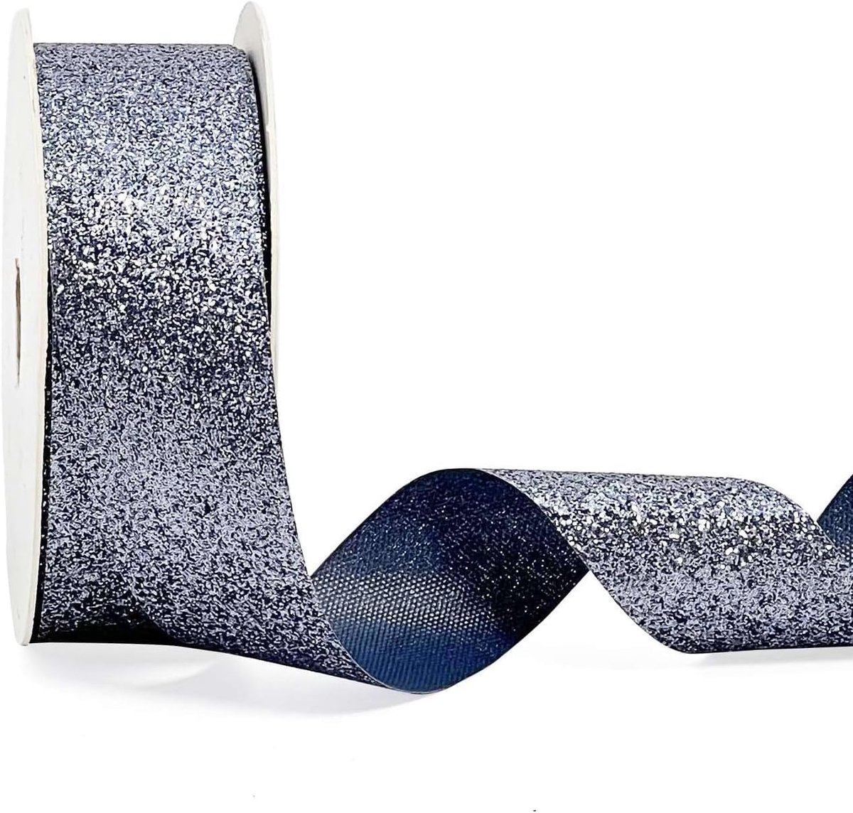 Lint breed glitter cadeaulint bruiloft metallic cadeaulint glanzend glitterlint 2,5 cm x 22,8 m zwart