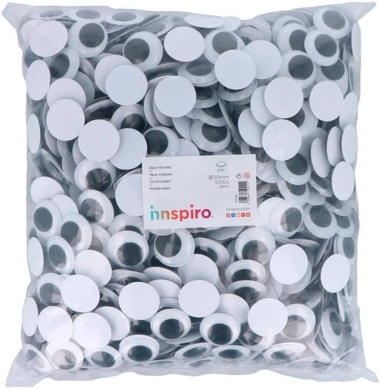 Ogen, zelfklevend, zwart en wit, diameter 30 mm, 1000 stuks — afbeelding 4