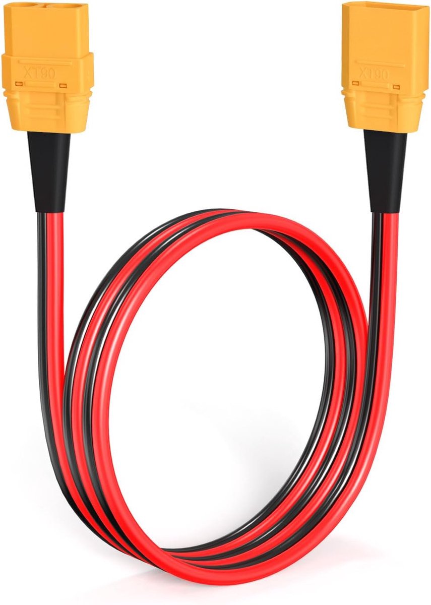 XT90-connectorkabel, 10AWG XT90 mannelijk naar vrouwelijk verlengkabel voor RC-batterij, draagbare energiecentrale en zonnepaneel (61 cm)