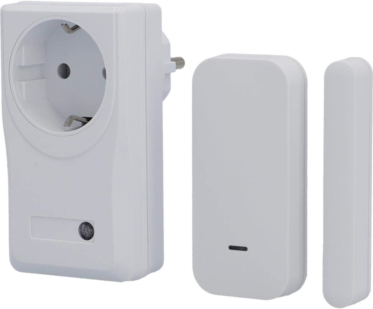 Draadloze afvoerluchtregeling met raamcontactschakelaar en magneetcontact, draadloze tussenschakelaar, raamsensor