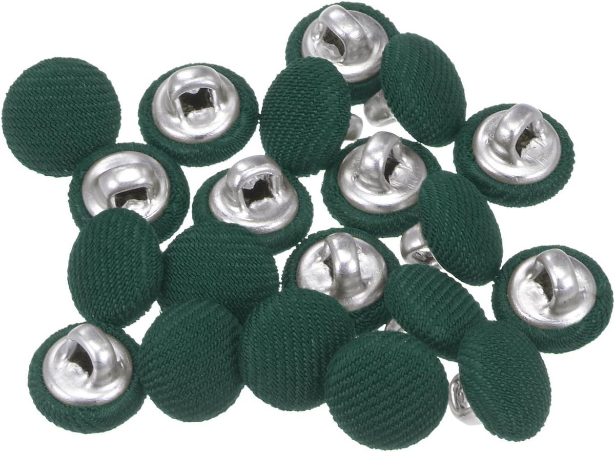 Knopen 10 mm met katoenen bekleding 16 l voor pakken, overhemden en jassen, kleur martiaalgroen
