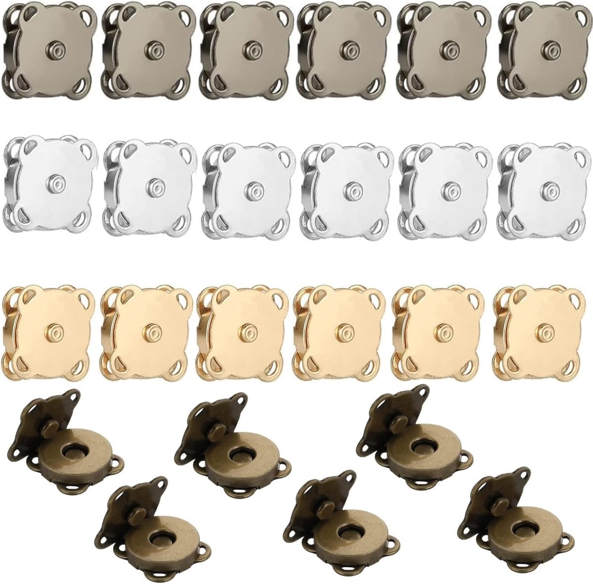 Knopen, 24 stuks magnetische drukknopen voor tassen, magneetknopen om op te naaien, 14 mm, magnetische drukknopen voor tassen, naaien, handwerk, kleding