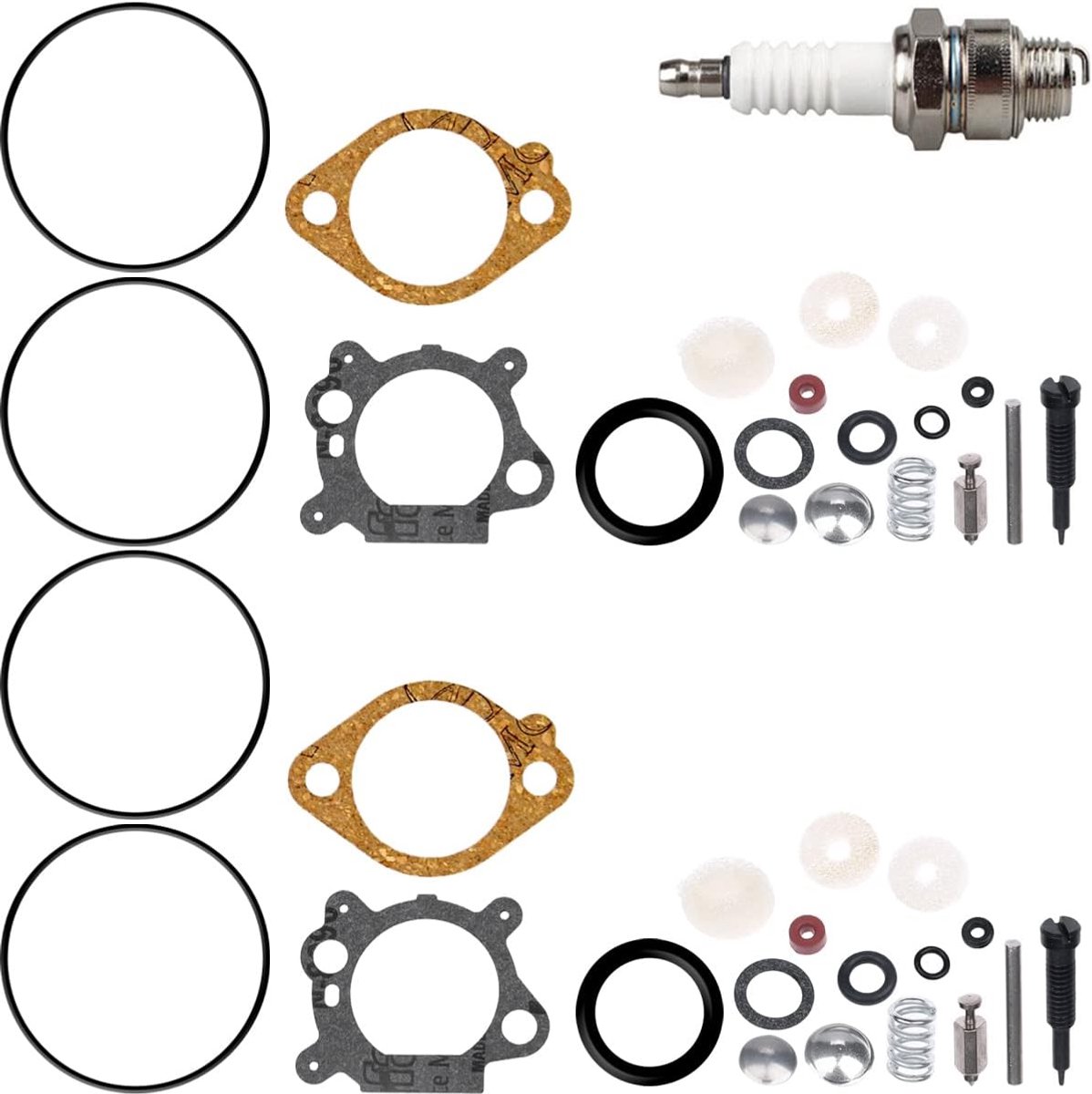 498260 Carburateur Review Kit Pakkingen 398183 490937 492495 493762 498261 voor Briggs & Stratton grasmaaier motor 12B800 12C700 12C800 12A800 (set 2) met Kaars ontsteking