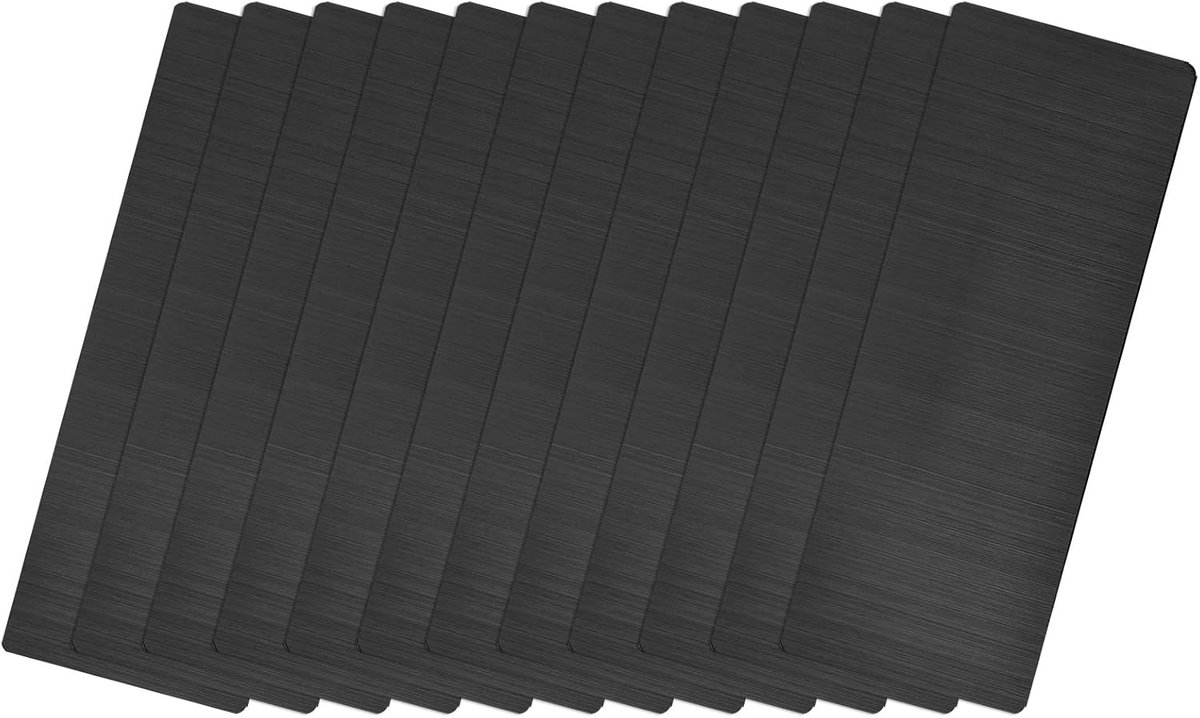 Lege metalen kaarten, 3,1 x 1,2 inch, geborsteld, 201 roestvrij stalen plaat voor doe-het-zelvers, lasergravure, naamplaatje, 0,4 mm dik, zwart