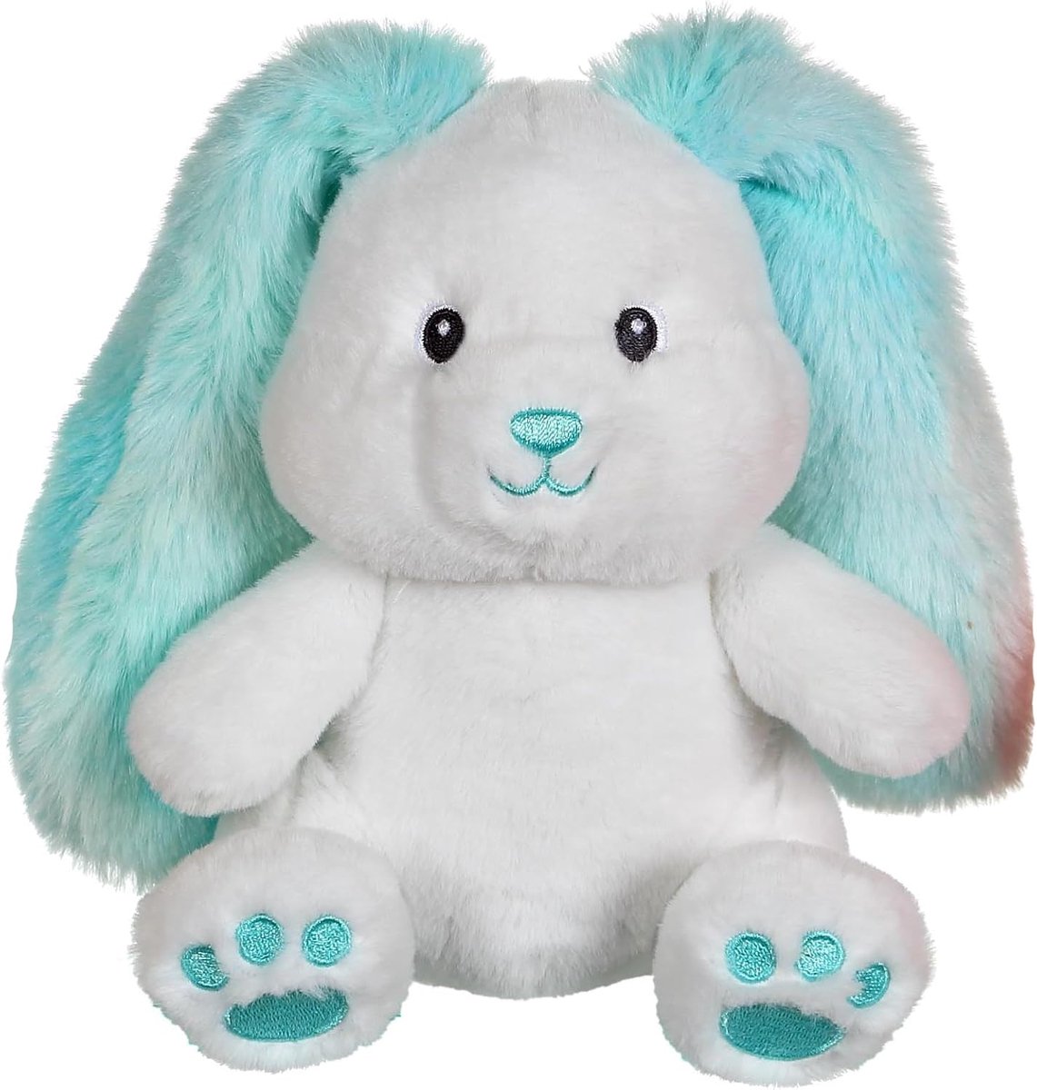Toys – fluffy konijn – pluche – 15 cm – turquoise en wit – 1e leeftijd
