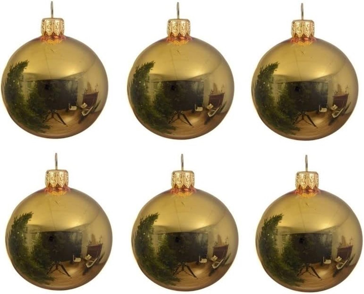 Kerstballen 6 cm - Glans/glanzende - Kerstboomversiering goud