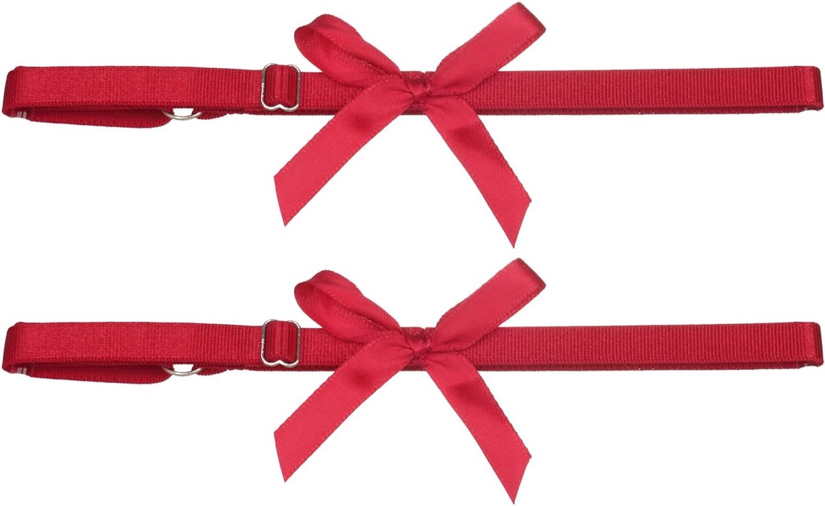 kousenbanden voor bruid, bruiloftskousenbanden voor bruiden, 2 stuks, verstelbare elastische dijbeenbanden met witte strik (rood)