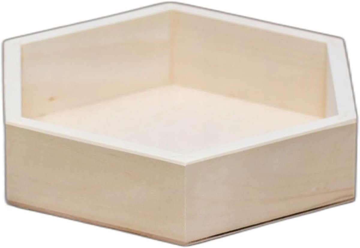 World - Handgemaakte geometrische zeshoekige houten doos met diepe honingraat voor sieraden, noten, koekjes, snoep, andere snacks, decoupage