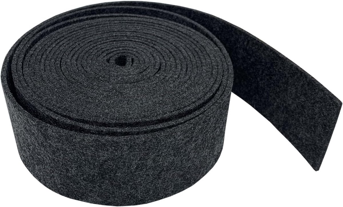 aufodara Viltrol, 5 cm x 500 cm, viltband, viltstof, 3 mm dik, polyester vilt voor doe-het-zelf opbergtas, viltonderlegger, patchwork, naaien, knutselen, handwerk, decoratie (zwart-grijs)