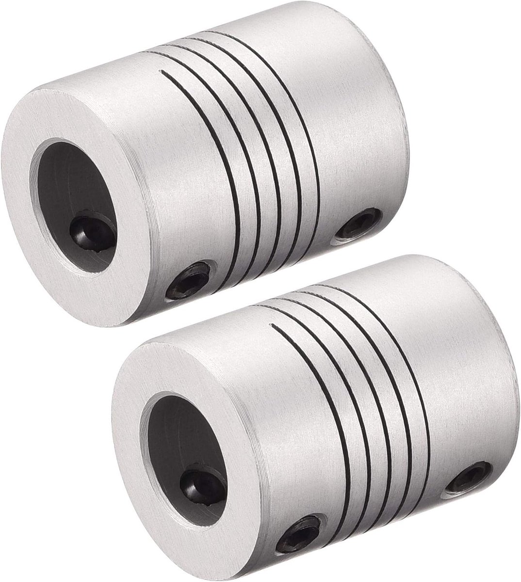 sourcing map 10 mm tot 10 mm koppeling as motor aluminium legering flexibele koppeling afdichting koppeling aansluiting L25 x D19 zilver 2 stuks