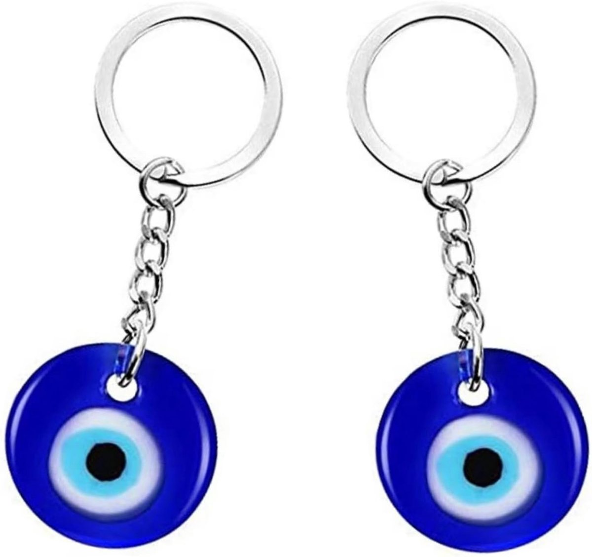 Eye Sleutelhanger, 2 stuks, Turks blauw, boze oog, sleutelhanger, amulet bedelhanger voor geluksbescherming, Good Luck sleutelhanger, cadeau