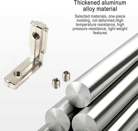 binnenhoek, hoekverbinder, zinklegering, klemmen, binnenhoekverbinders met schroeven, buitenhoek, L-vorm, hoekverbinder voor aluminium profielconnectoren (10 stuks 2020) — afbeelding 5
