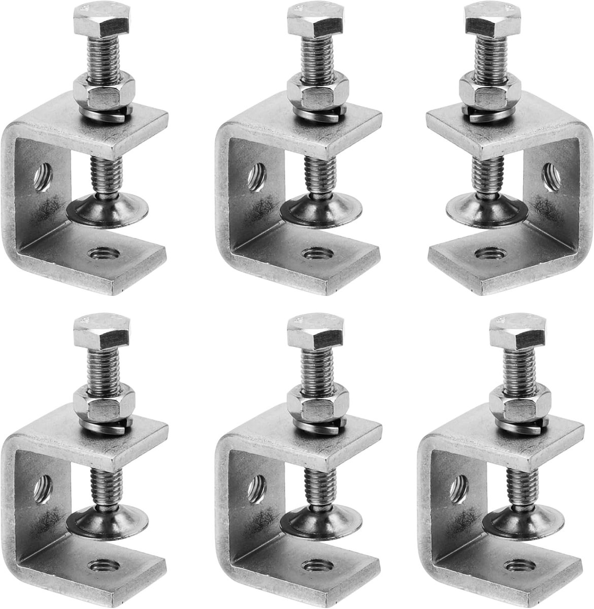 6 stuks C-klem 30 mm, tafelklemmen, kleine C-klemmen, roestvrij staal, instelbereik 0-25 mm, mini-schroefklem C-klemmen, lasklem voor lassen, doe-het-zelf, houtbewerking