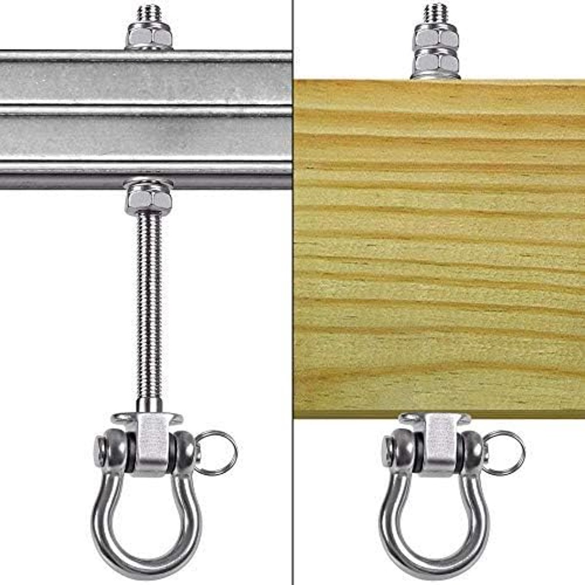 Permanente Antirust 304 RVS Heavy Duty Swing Hanger 800KG Capaciteit, 235mm x 8mm, Swing Haken voor Hout en Staal Beam Yoga Hangmat Stoel Bokszak Veranda
