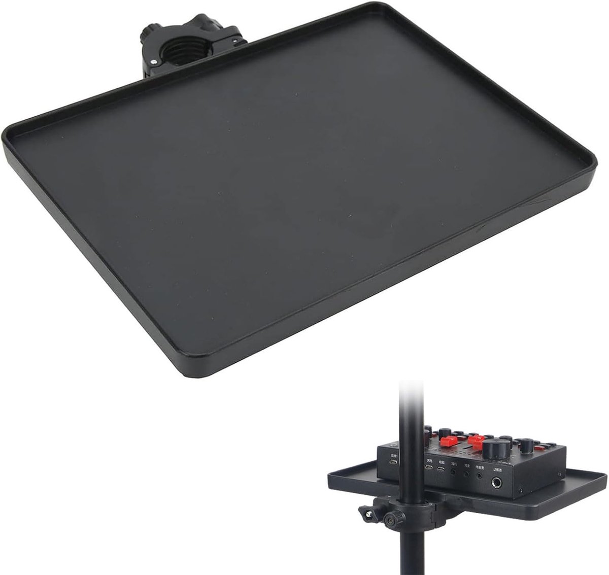 Microfoonstandaard van Mikiuly: universele microfoonstandaard tablet, muziekstandaard tablet, geschikt voor microfoons en geluidskaarten voor muziekopname, zwart, modern, ABS-kunststof