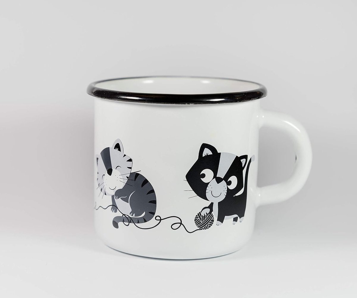 katelein Kat Emaille Keramische Mok Outdoor Cup Grote Retro Gift