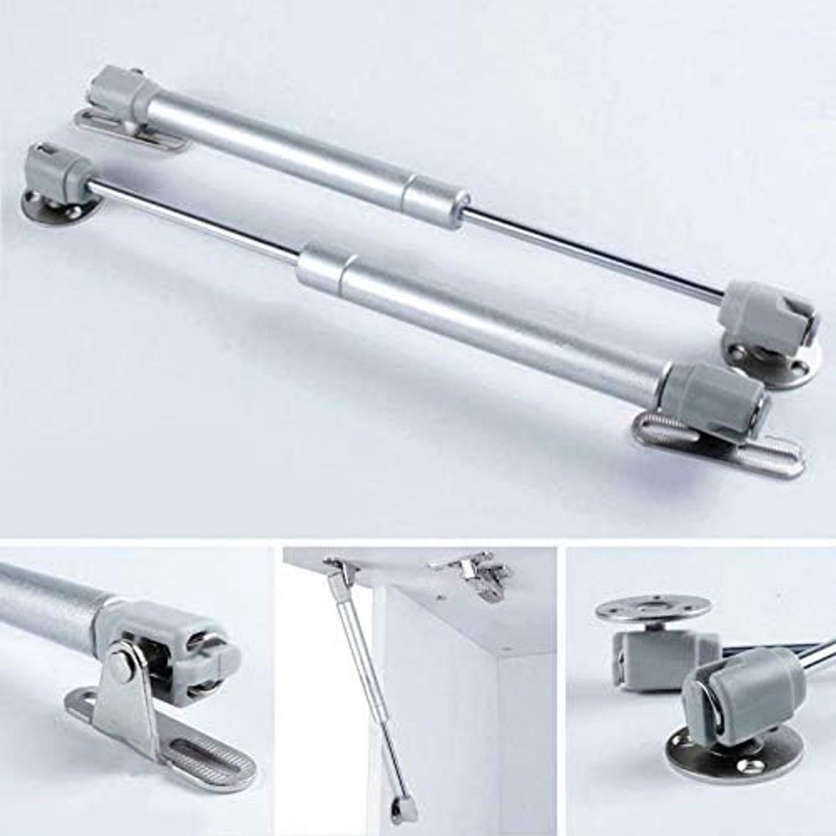 Vogueing Gereedschap Gaslift 2 Stuks Veer Gasveer Stalen Lift Down Zacht Dicht Scharnier Voor Keuken Kast Deur 20N Zilver Compact