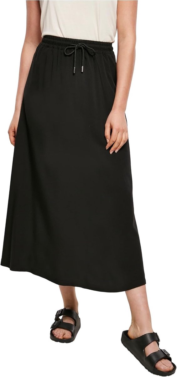 Classics Ladie Viscose Midi Skirt Lange rok zwart Basics, Street wear
