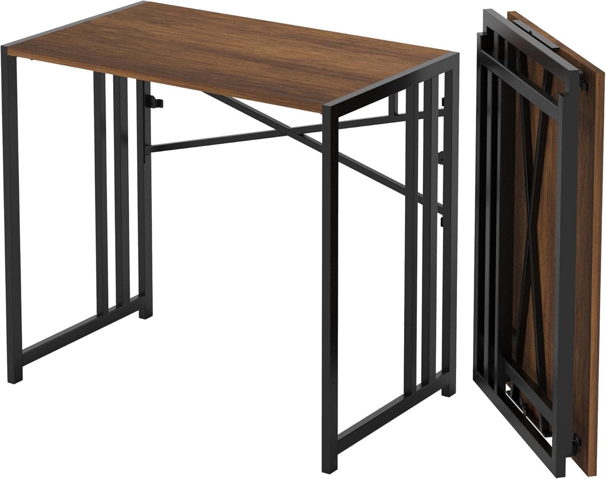 SnelShoppen - Vouwbare Computer Desk 90 cm, Camping Bureau, Geen Montage Vereist, Thuiswerk, Mahonie Kleur, Ruimtebesparend