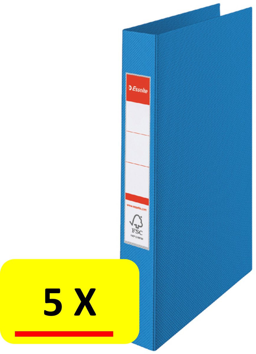 5 x Ringband Esselte Vivida - A4 - 4-rings - O-mech - 25mm- PP - blauw