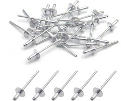 Blinde klinknagels met grote flens 3,2 mm x 8 mm, pak van 50 (zilver)