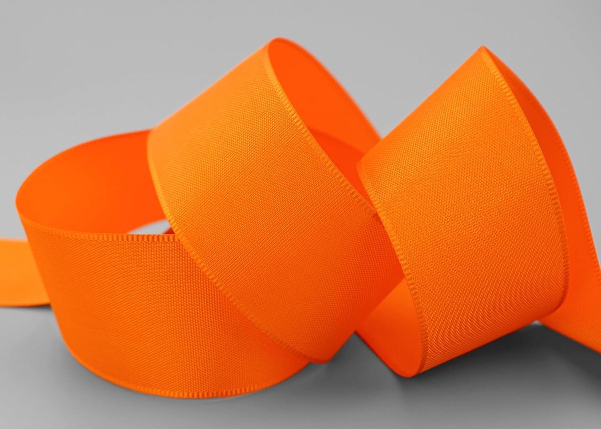 50 m x 40 mm stoffen lint mat zonder draad oranje 620 decoratielint met geweven rand cadeaulint stoffen lint tafeldecoratie bruiloft Pasen lint visco taftband taft kaarten ontwerpen knutselen