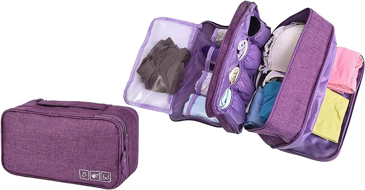 Reistui Ondergoed Opbergdozen Organizer Tas Voor Lingerie Beha Beschermer Reizen (Groen)