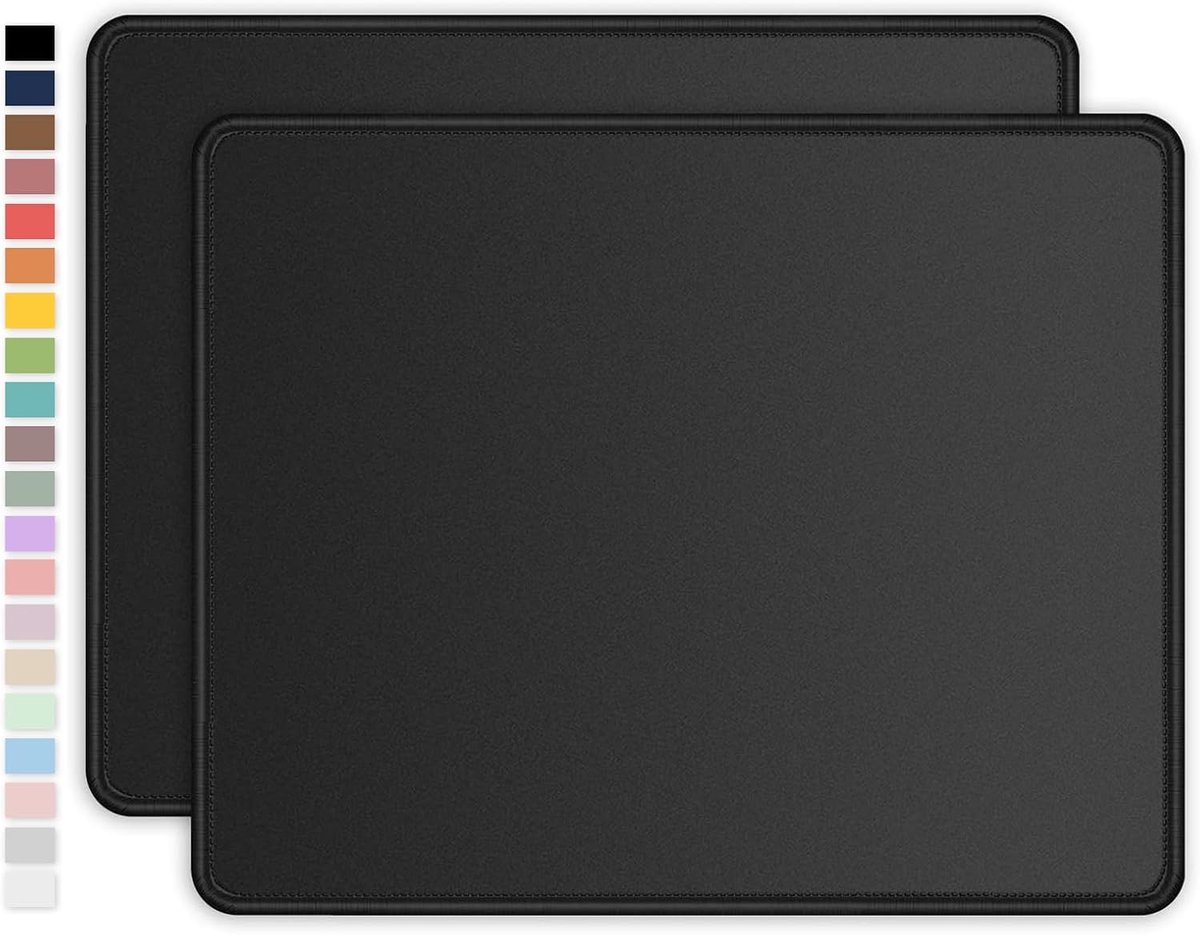 2-pack muismat met gestikte rand, premium getextureerde vierkante muismat, wasbare muismat met lycra doek, antislip rubberen basis muismat voor laptop, computer, pc, 10,2 × 8,3 × 0,12 cm zwart