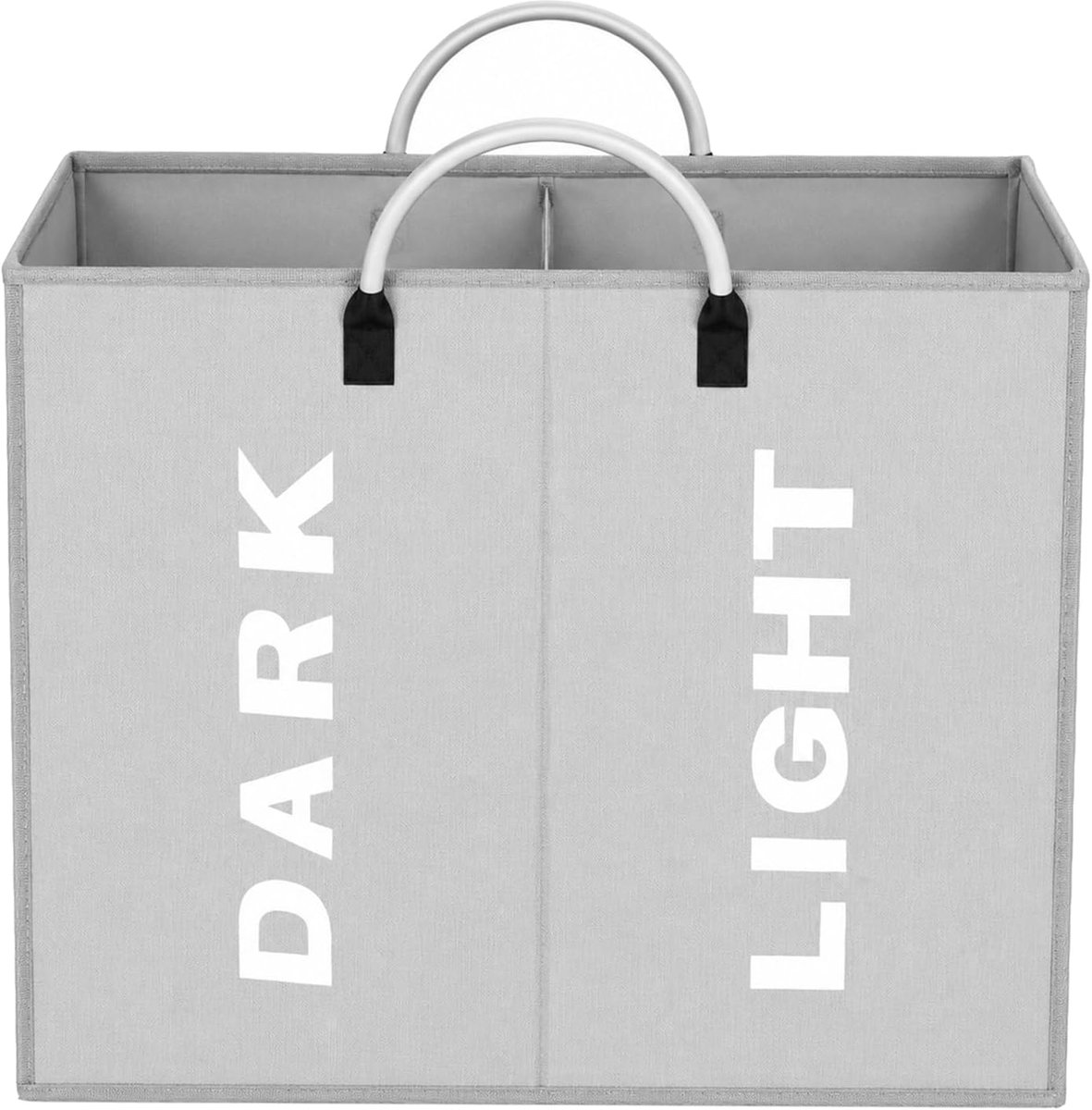 opvouwbaar, 2 vakken, 60 l, opbergtas met handvat, wasmand van Oxford, 600D, waterdicht, kleding voor slaapkamer, hotel, slaapzaal, 53 x 23 x 53 cm, grijs